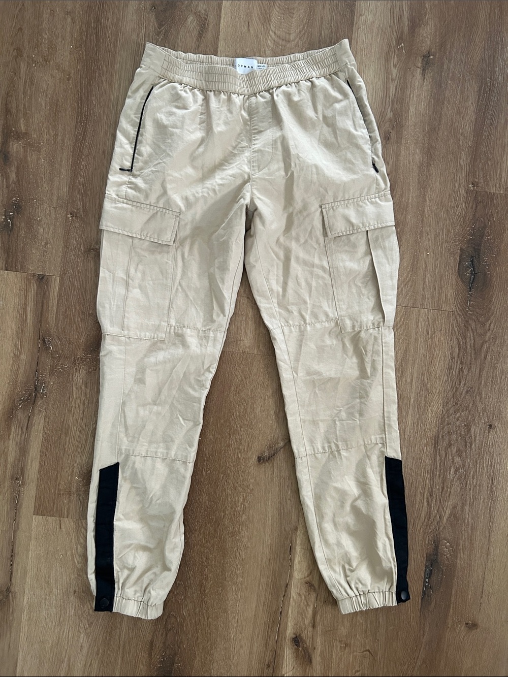 Topman Men's Beige Cargo Jogger Pants - Casual Utility Style